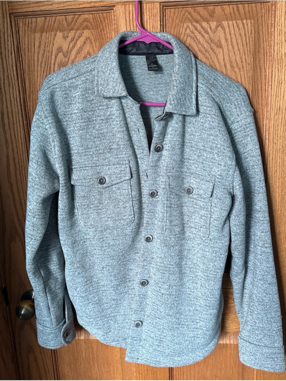 Women’s  Grey/blue Button-Up Shacket Jacket - Casual Layering